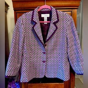 Sag Harbor Purple & Black Patterned Women's Blazer size 14